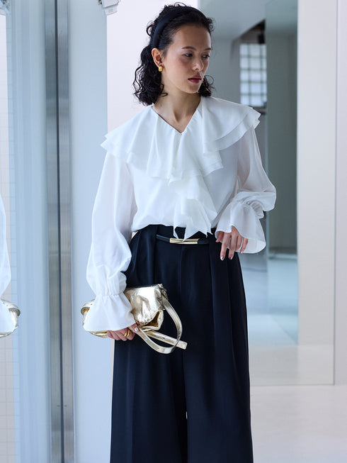 【 予約:12月中旬 】ラッフルブラウス /M254-13045